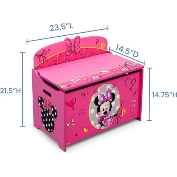 Delta Children Deluxe Toy Box, Disney Minnie Mouse - Picture 3 of 16